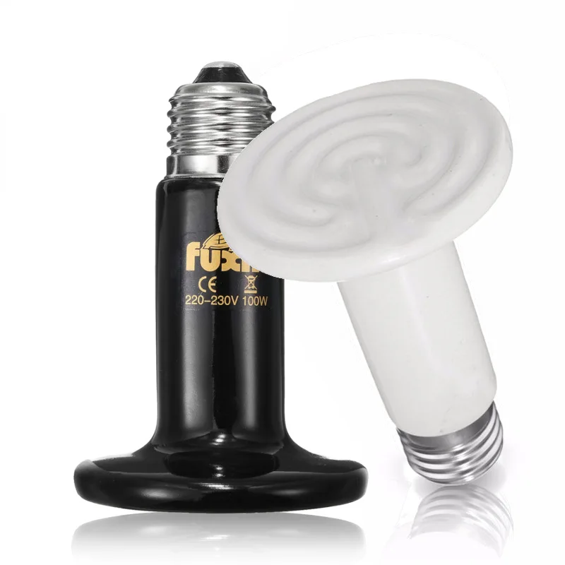 

Ceramic Infrared Emitter Heated Lamp Heating Light Bulb Black For Pet Reptile Brooder Breeding 70mm 25W 50W 75W 100W 220-230V