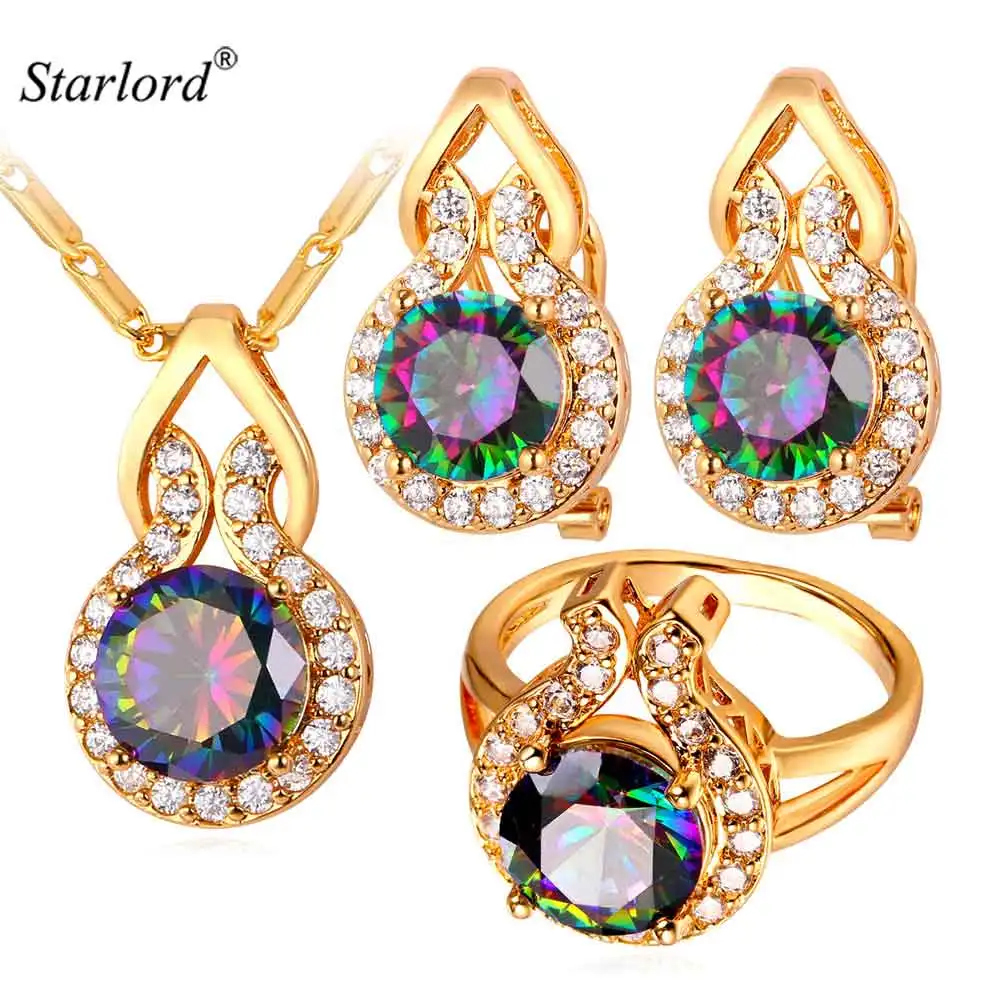 Женский Свадебный комплект из колье серёг и кольца|necklace set|bridal jewelry setswholesale bridal sets |