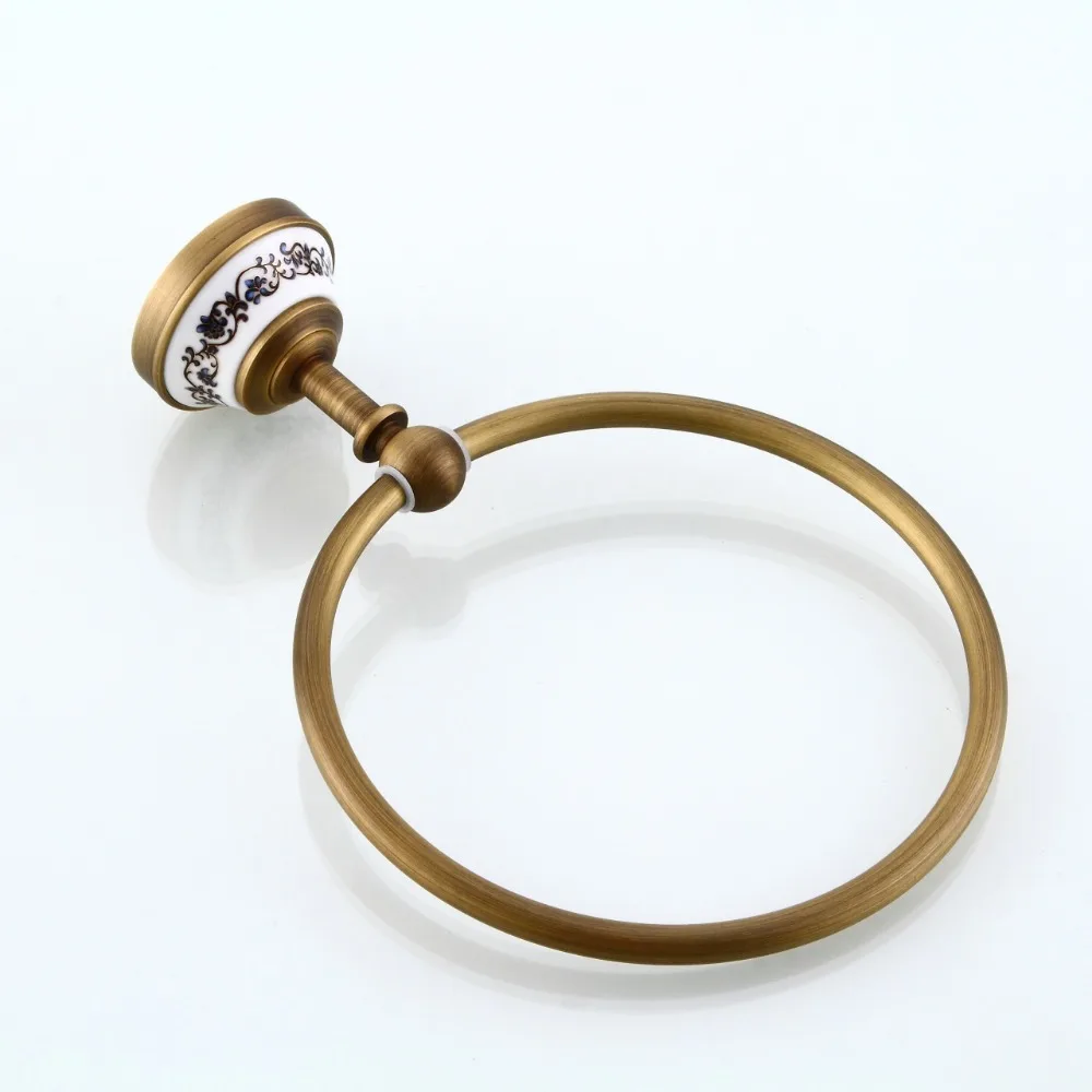 Towel Rings Antique Bronze Ceramic Wall Mounted Towel Holder Ring Brass Construction Bathroom Accessories 9222K bathroom towel ring bathroom towel holder