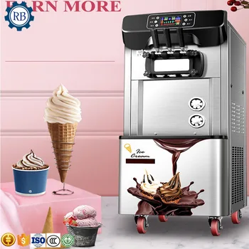 

High Capacity Soft Ice Cream Cones Making Machine Commercial Maker With 3 Flavors soft ice cream machine for sale