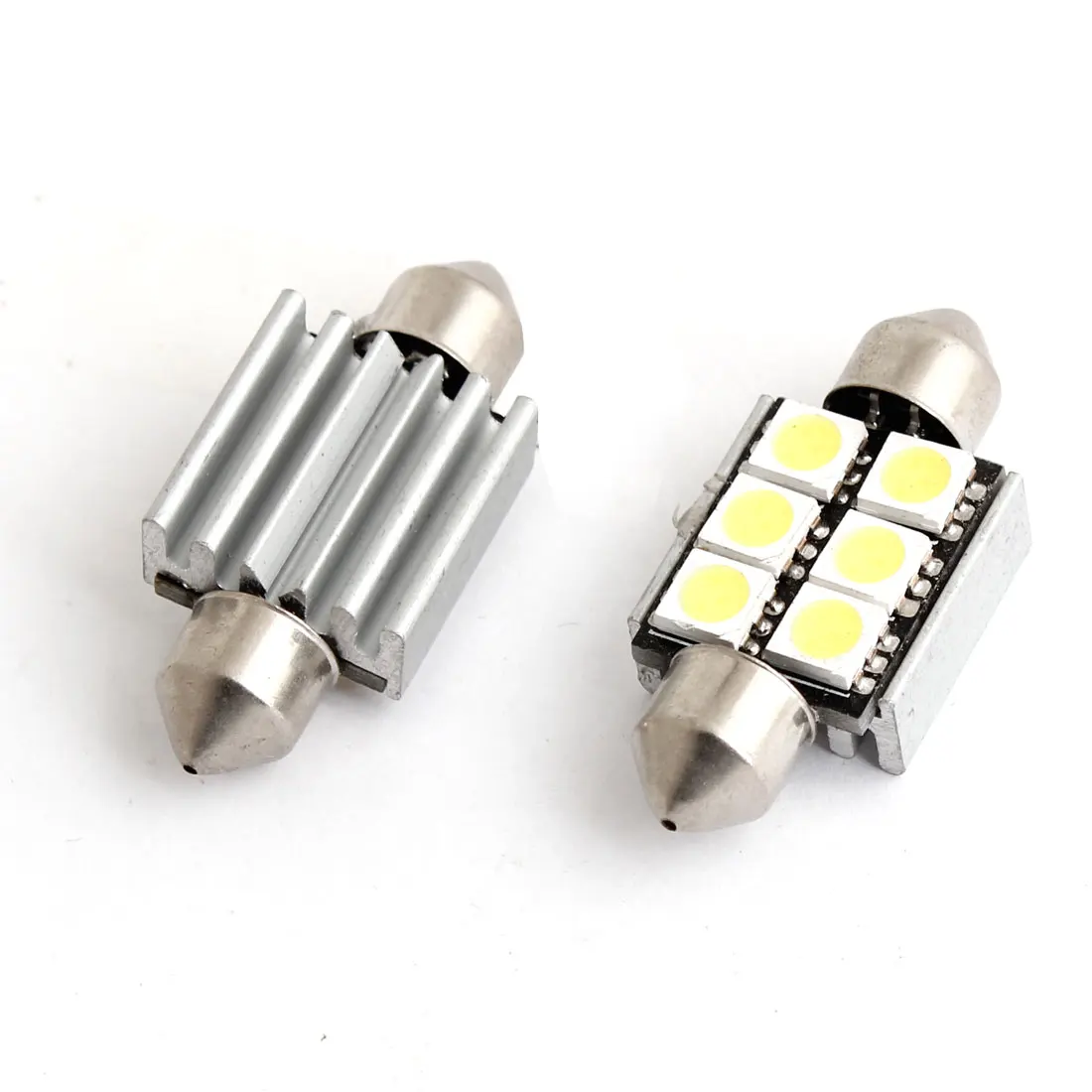 

UXCELL 2 Pcs 38Mm Festoon Canbus White 5050 Smd 6 Led Car Dome Light W Heat Sink Internal