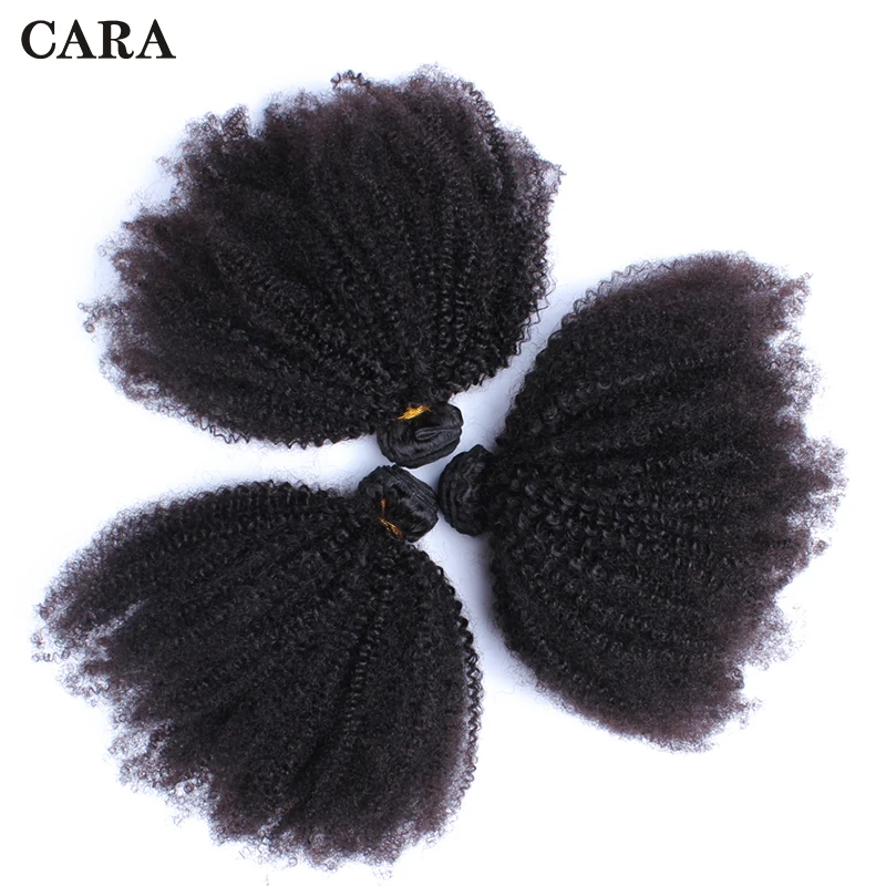 

Afro Kinky Curly 100% Human Hair Weave Bundles 4B 4C Natural Color Hair Extensions 3Pcs Peruvian Remy Hair Bundles Cara Products