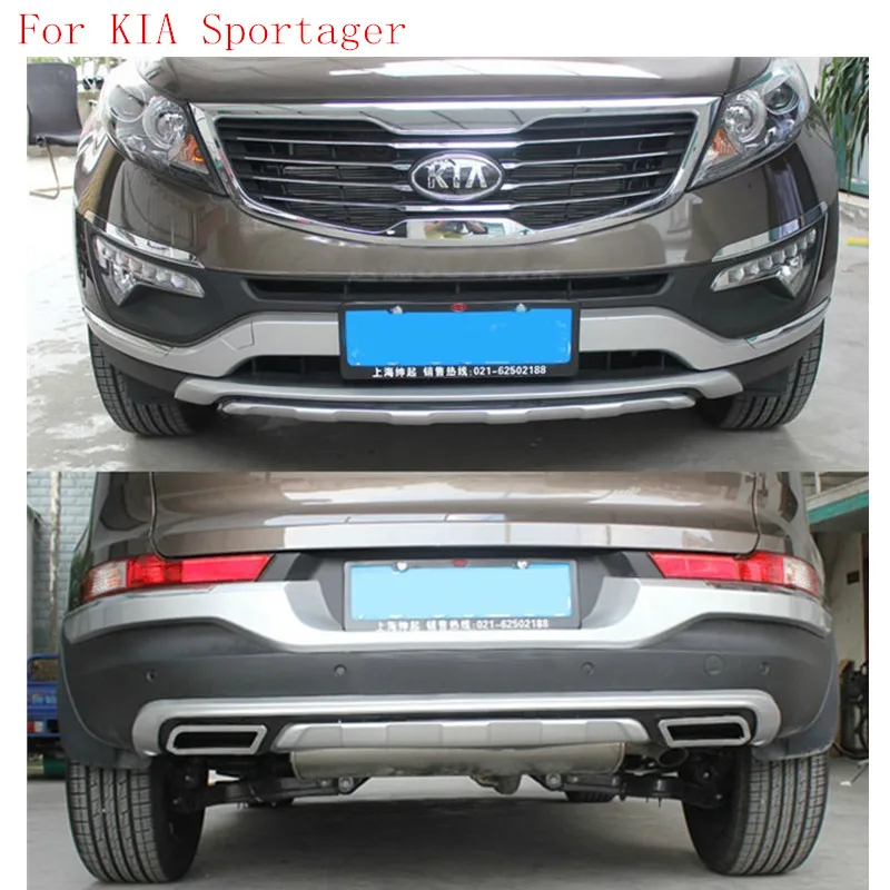 Buena calidad plástico ABS cromado frontal + parachoques trasero cubierta de ajuste para 2011-2015 deportivo, estilo de coche