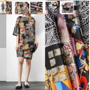 

150cm printed fabric holiday dress scarf satin fabric Italian brand cheongsam polyester fabric material wholesale cloth