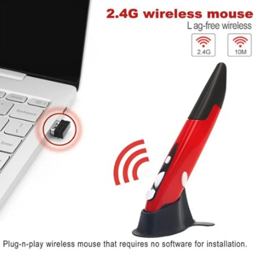 2 in 1 Mini Wireless USB Optical Pen Mouse Laser Pointer Adjustable 800