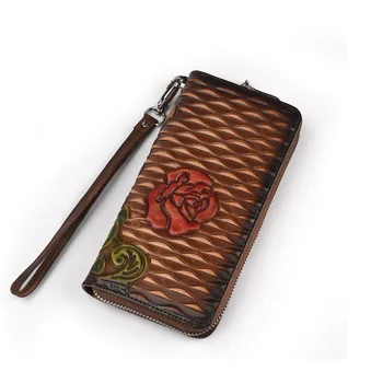 

Hot Sales First Layer Of Cowhide Female Wallets Zipper Genuine Leather Long Design Lovers Men/Women Wallets Mobile phone clutch