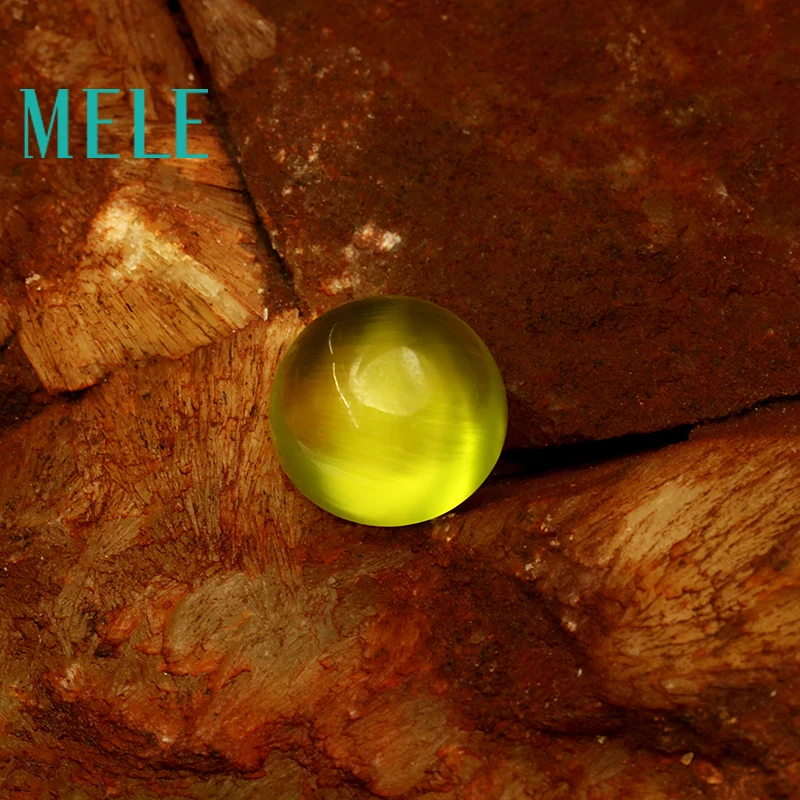 Natural golden yellow prehnite stone 11x11mm 6.1ct loose stone DIY stone matching Designer stone matching round for women Natural golden yellow prehnite stone 11x11mm 6.1ct loose stone DIY stone matching Designer stone matching round for women