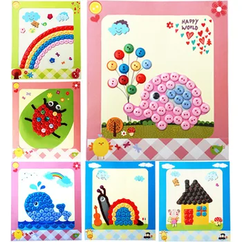 

Buttons paint children handmade buttons DIY 3 d stickers The kindergarten material package free shopping