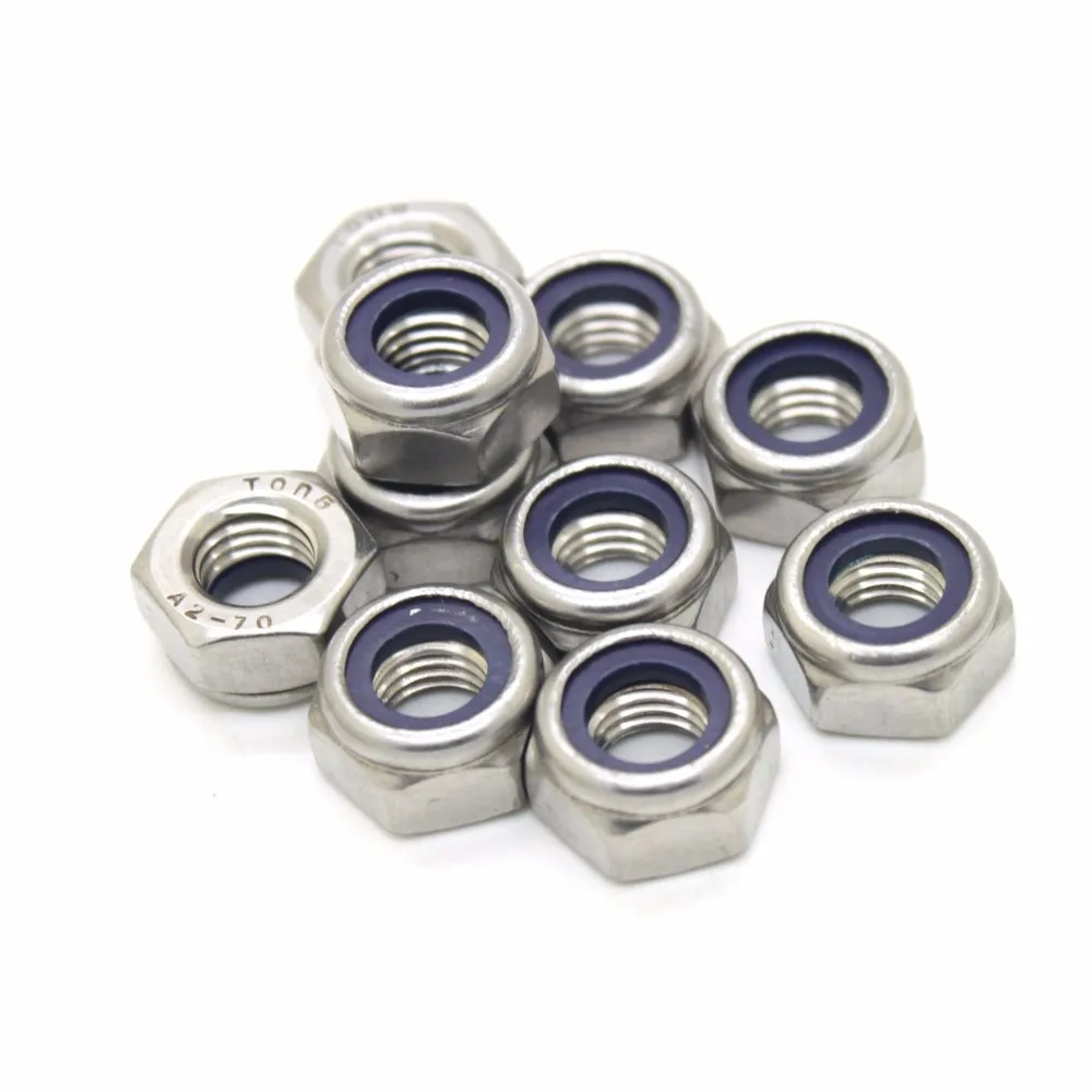 20pcs 304 stainless steel nylon locknuts/self locking nut/lock nut M6