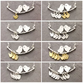

Bird Pendant Necklace 1-8 Golden Silver Children And Mother Dad Alloy Clavicle Chain Fashion Personality Family Jewelry Gifts