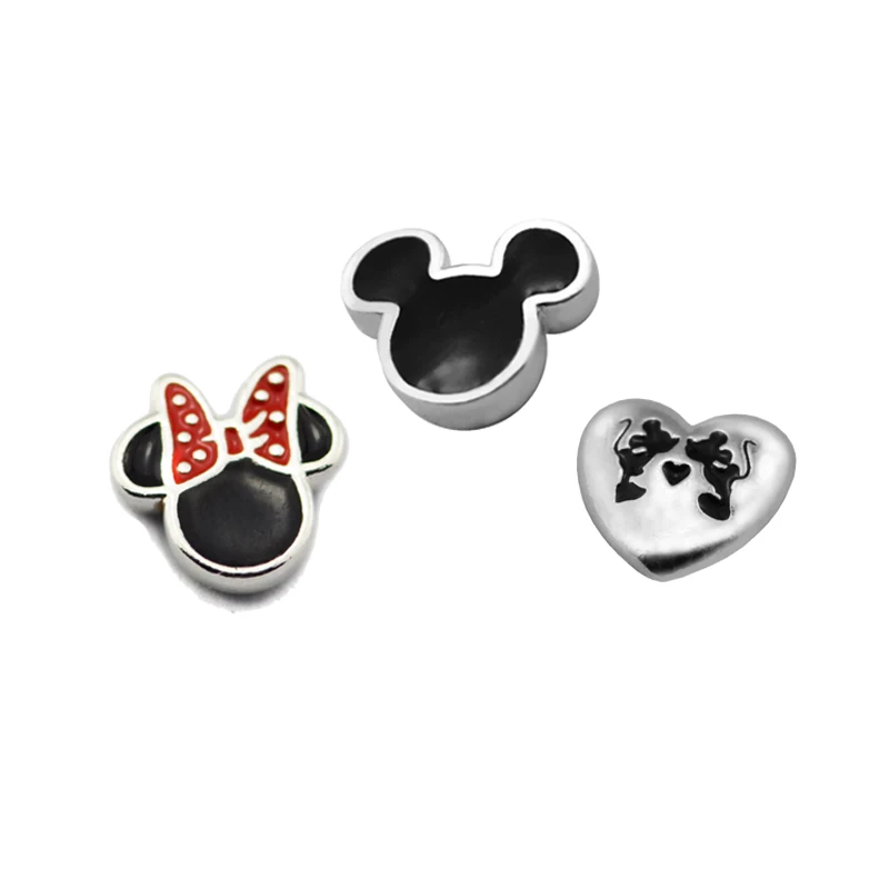 

Sterling-Silver-Jewelry Mouse Enamel Icon Petite Set Charms 925 Silver Beads for Jewelry Making Fits Floating Locket Pendants