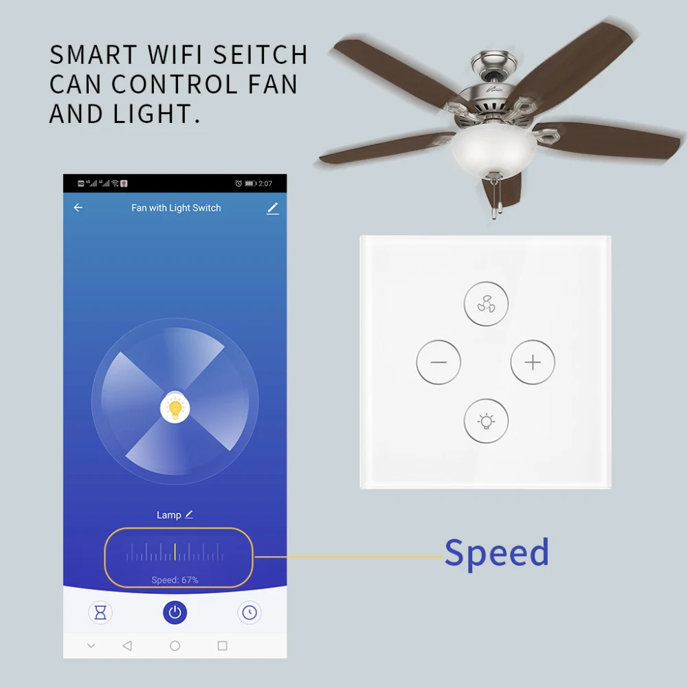 ЕС США WiFi умный переключатель потолочного вентилятора диммер приложение ПДУ для умного дома, с таймером, совместим с Alexa и Google и контроль скорости работы с Alexa Google Home не требуется концентратор