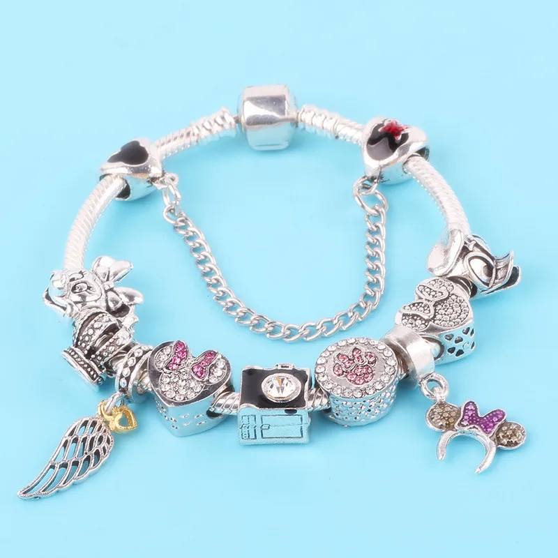 Ranqin, различные оригинальные дизайнерские браслеты с Микки Маусом, эмалированные бусины, Детские стеклянные ювелирные изделия для женщин - Окраска металла: SL245