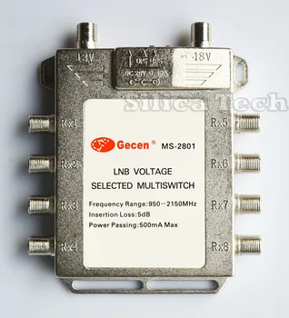 

Gecen 2x8 13v/18v 2 in, 8 out Satellite LNB Multi-switch MS-2801