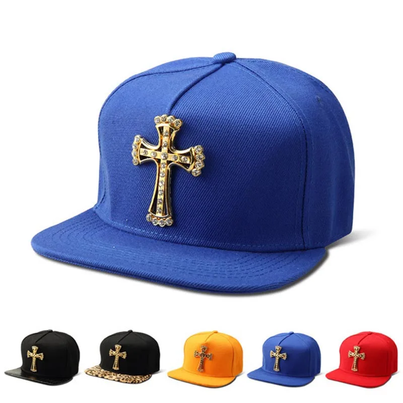 MissFox хип хоп золотой крест мужская шляпа Cz камни шпилька религия шапки мужские плоские полями черный крокодиловый узор кепки в стиле хип-хоп
