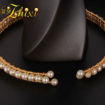 

ZHIXI Pearl Choker Necklace For Women Fine Jewelry Natural Freshwater Pearl Torques 2018 New Fashion Wedding Gift X330