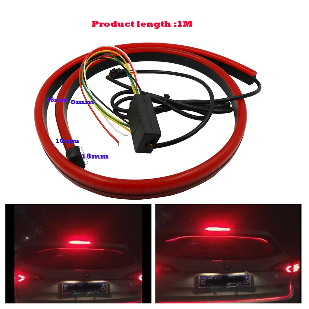 Y 1set New Flowing Flashing Car Third Brake Light Led Light Strip Rear