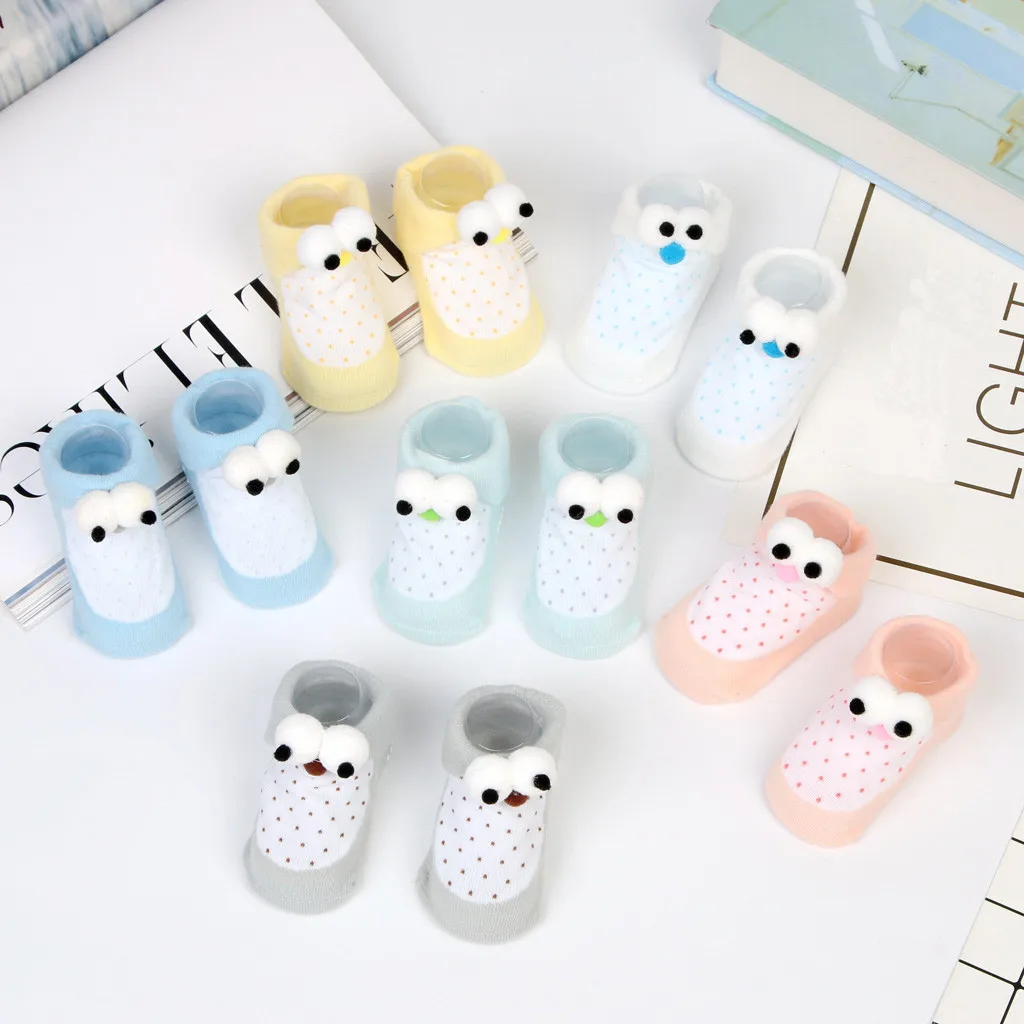 

Newborn Baby Boys Girls Cartoon Eyes Floor Socks Anti-Slip Baby Step Shoes Socksfor boy cotton setfor boy cotton set