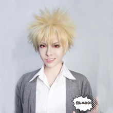 My Hero Academia Baku no Hero Bakugou Katsuki Short Linen Blonde Heat Resistant Synthetic Cosplay Costume Wig + Free Wig Cap My Hero Academia Baku no Hero Bakugou Katsuki Short Linen Blonde Heat Resistant Synthetic Cosplay Costume Wig + Free Wig Cap