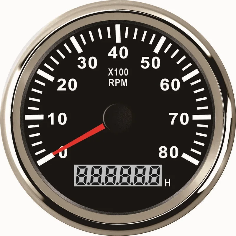 

85mm Marine Auto Tachometer Car Truck Boat Tacho Gauge With LCD Digital Hourmeter Waterproof 0-8000RPM M16 M18 Tacho Sensor