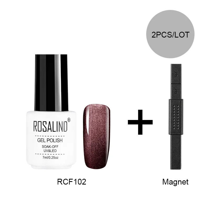 RC-2KITS-02 ROSALIND Magent Гель-лак «кошачий глаз» Гибридный лак для ногтей с Magent Stick Vernis Полупостоянный 7 мл УФ поли гель лак - Цвет: RC-2KITS-02
