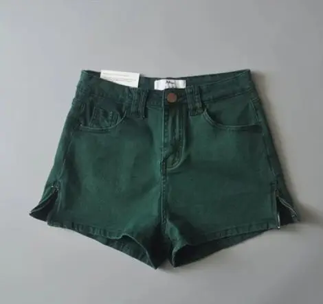 Women High Waist Denim Shorts Zipper Side Casual Summer Hot Short Jeans Sexy Booty Shorts Hotpants - Цвет: green
