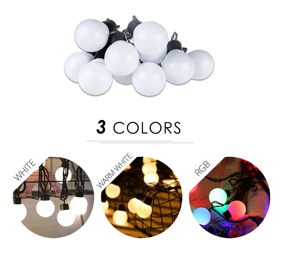 LED Solar Lamp String Fairy Light Outdoor Solar Light Festoon Globe Ball String Lights (10)