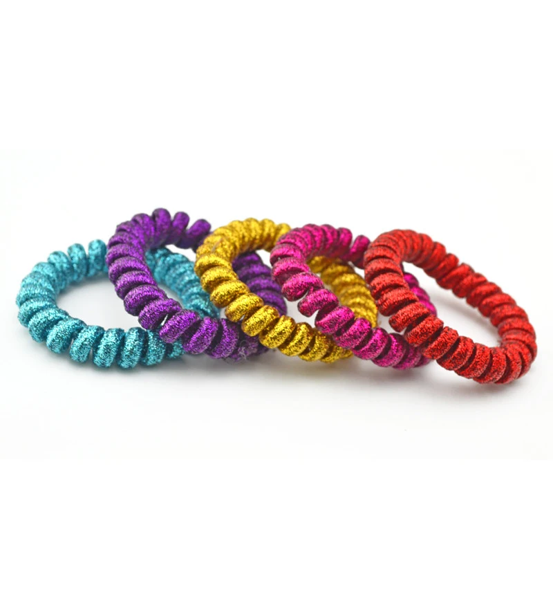 

Lots 5PCS Fabric Telephone Wire Hair Band Wrapped Cloth Ponytail Holder Elastic Phone Cord Line Hair Tie Hair Accessories