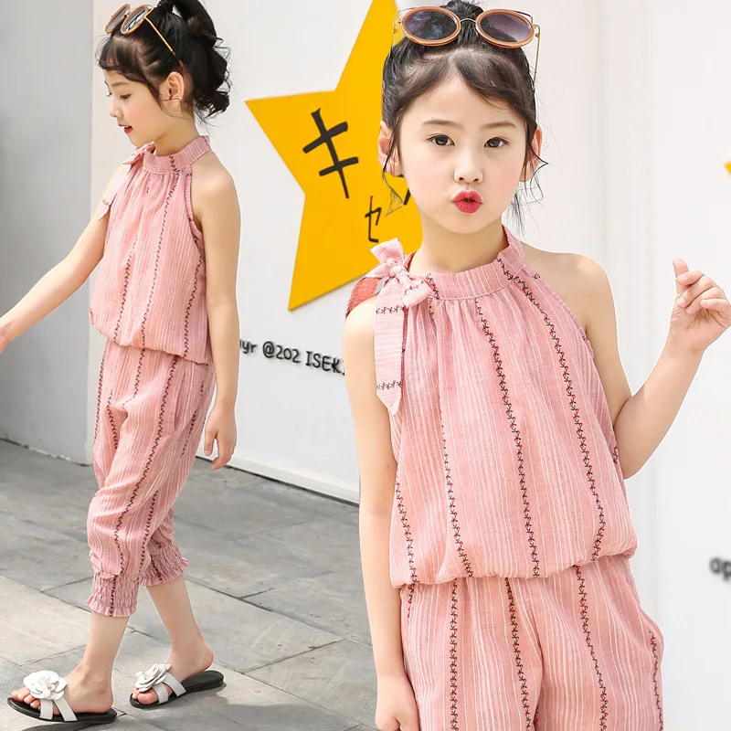 2018 children girl summer clothing set fashion girls kids casual suits for 4 14Tin Clothing