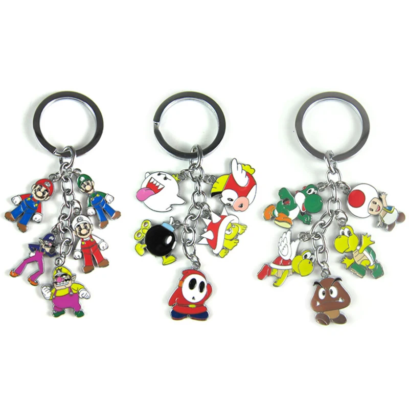 New Super Mario Bros metal figure model toy keychain pendant cartoon Mushroom Luigi Mario Yoshi Turtle keyring kids toys gift New Super Mario Bros metal figure model toy keychain pendant cartoon Mushroom Luigi Mario Yoshi Turtle keyring kids toys gift