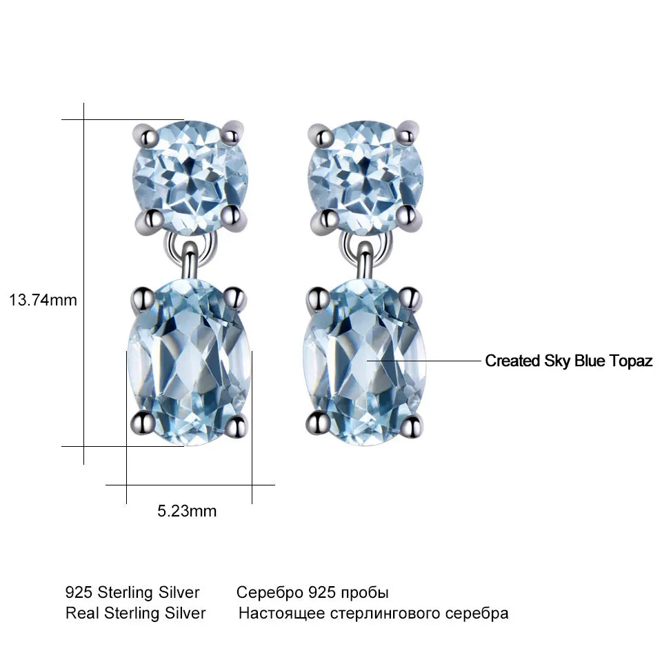 UMCHO, 925 пробы, серебряные серьги, двойное создание, нано голубой топаз, драгоценный камень, серьги, обручение, подарок для женщин, хорошее ювелирное изделие