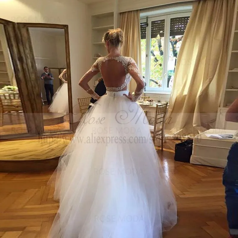 long sleeves wedding dressc