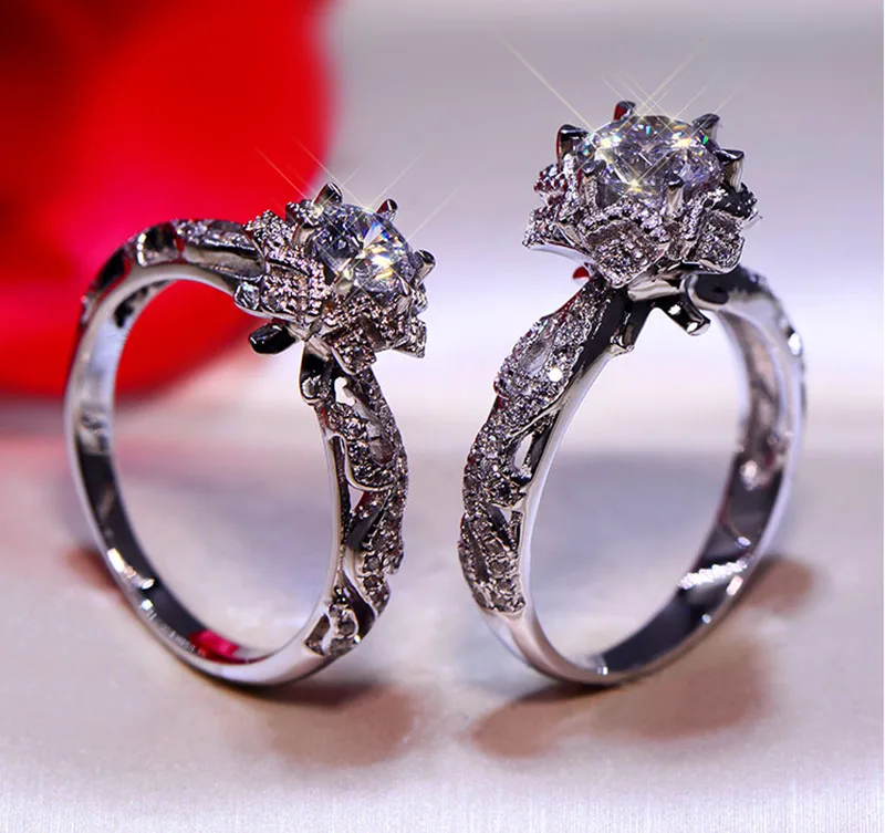 Кольцо с бриллиантом Moissanite 1 карат 18K 750 белое золото|Кольца| |