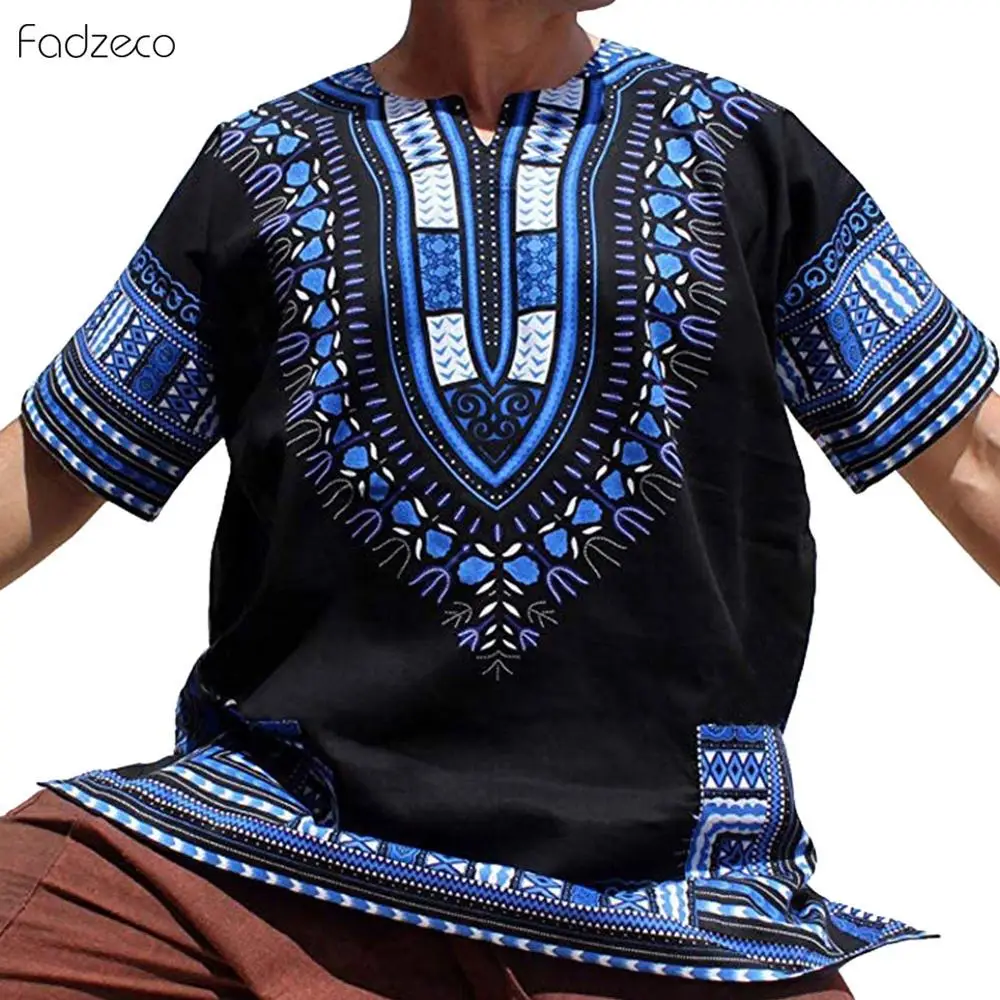 Мужская одежда в африканском стиле Fadzeco Dashiki футболка с принтом традиционном