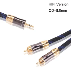 Premium 3.5mm to 2 RCA Audio Cable (OD 8.0mm) - High - Fidelity Stereo Connection - 0.5m