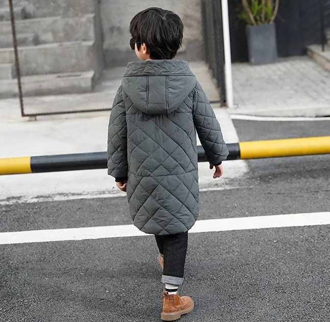 Fashion New Winter Children Boys Hooded Coat Clothes Kids Boys Thicken Warm Down Cotton Jacket Teenage Outerwear Parka F36