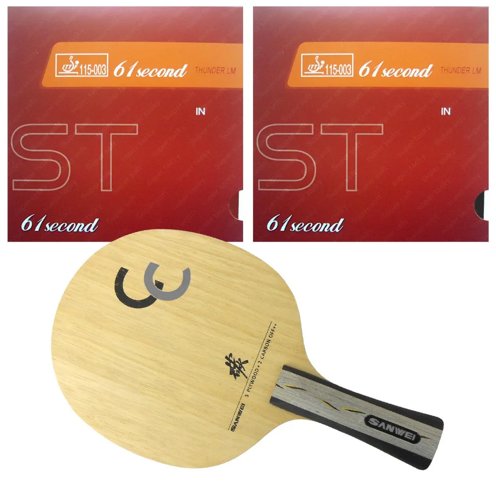 

Pro Table Tennis (PingPong) Combo Racket: Sanwei CC Blade with 2x 61second LM ST Rubbers Long Shakehand FL