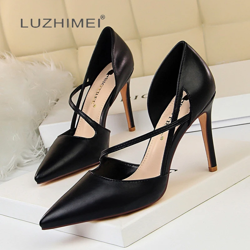 

2019 New Fashion Summer Pointed Toe Dress Thin High Heel Shoes Women Lace Up Sexy Party Wedding Pumps Shoes Women Boat Shoes