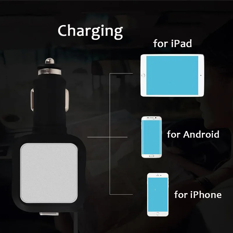 سيارة شاحن آيفون 7 8 زائد X XS ماكس 2 USB كابل شحن ل فون 6 6 ثانية الهاتف شاحن قابل للسحب سلك ل سامسونج هواوي