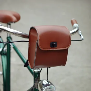 

Q1095 Free shipping Retro cycling Vintage bicycle front bag Handlebar bag Advanced leather PU material Toolkit Vintage car pack