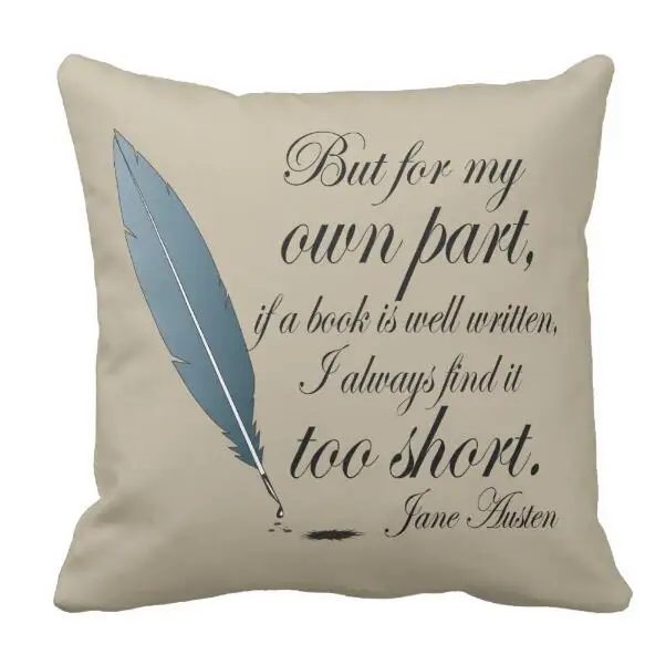 

Novelty Jane Austen Book Well Written Quote Throw Pillow Case Retro Vintage Novel Inspirational Decorative Cushion Cover Gifts