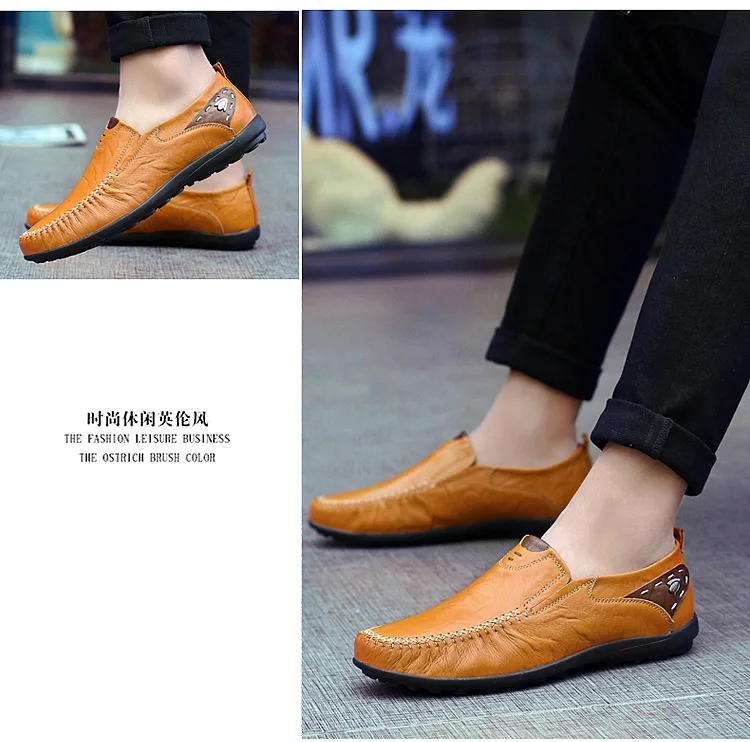 Leather shoes men lazy doug soft bottom leisure men's shoes slip-on shoes men loafers men fashion shoes