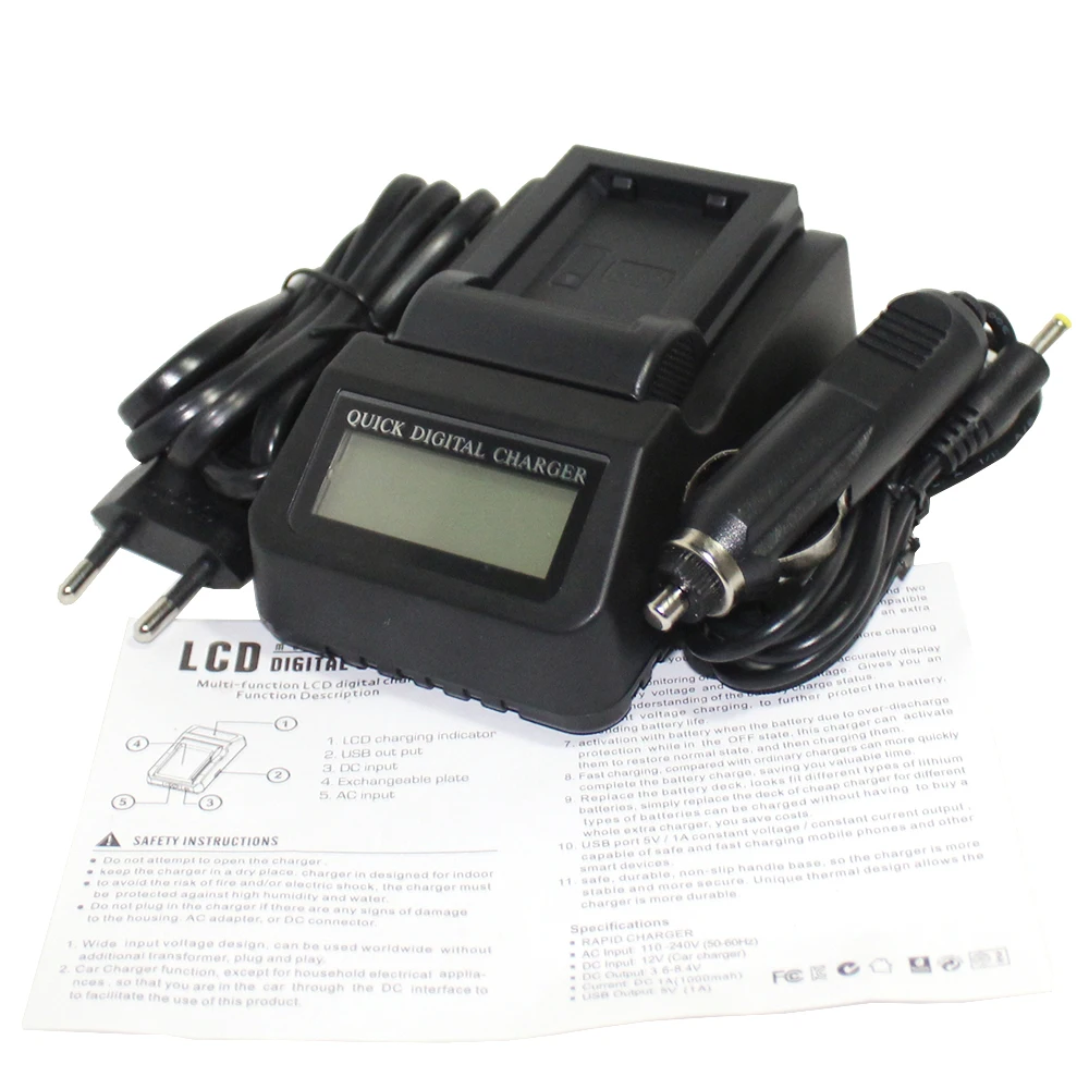 

NP-FW50 Rechargeable LED Display Li-ion Battery Charger Pack with Car Charger Cord Kit for SONY Alpha A7 A7R A7S A5000