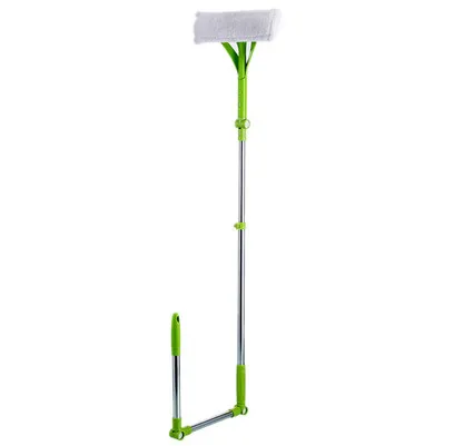 2 in 1 Professionale Raschietto per Vetri e Kit di Pulizia con Manico Telescopico 240 cm, Lava-vetri Telescopico con Testa Flessibile per Vetri Alti Interni