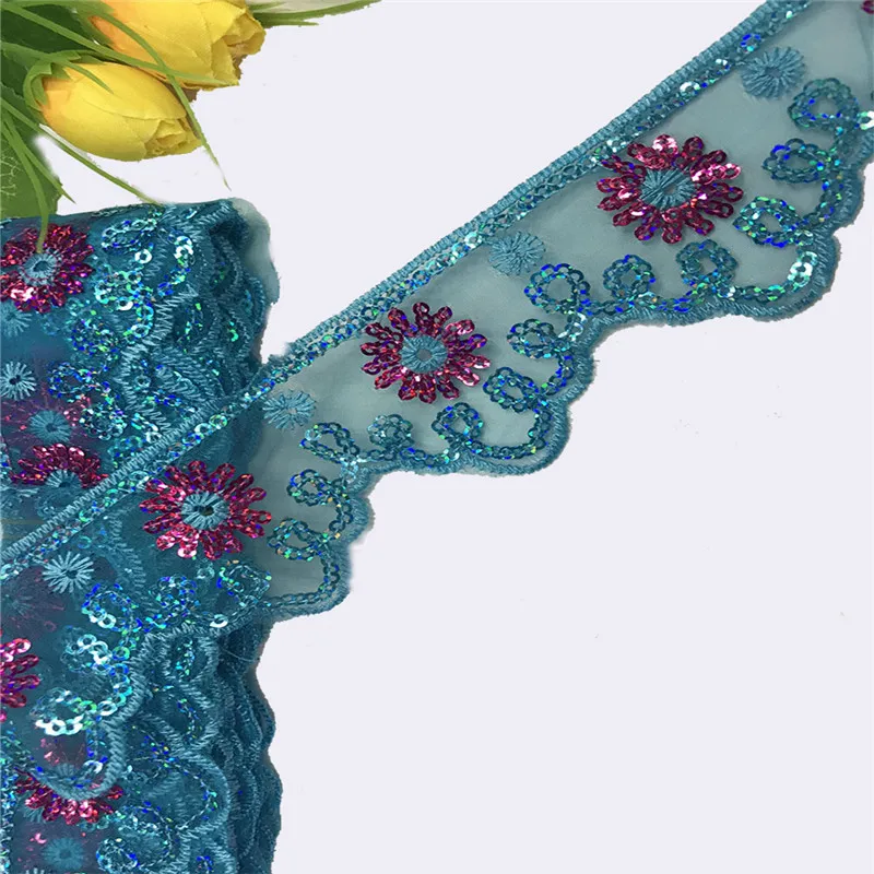 7 Lychee Life 2 Yard National Style Embroidery Lace Sequin Ribbon DIY Handmade Sewing Lace For Dress Decorative Sewing Accessories - Цвет: 7