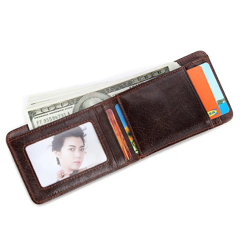 Genuine Leather Small Mini Ultra thin Wallets men Compact wallet Handmade wallet Cowhide Card