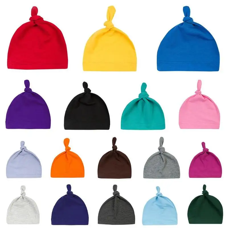 0-24M nouveau-né bébé garçons filles chapeau chaud enfants couleur unie bonnets noué casquette vêtements de nuit casquette doux nice garçons filles chapeaux sommeil chapeaux