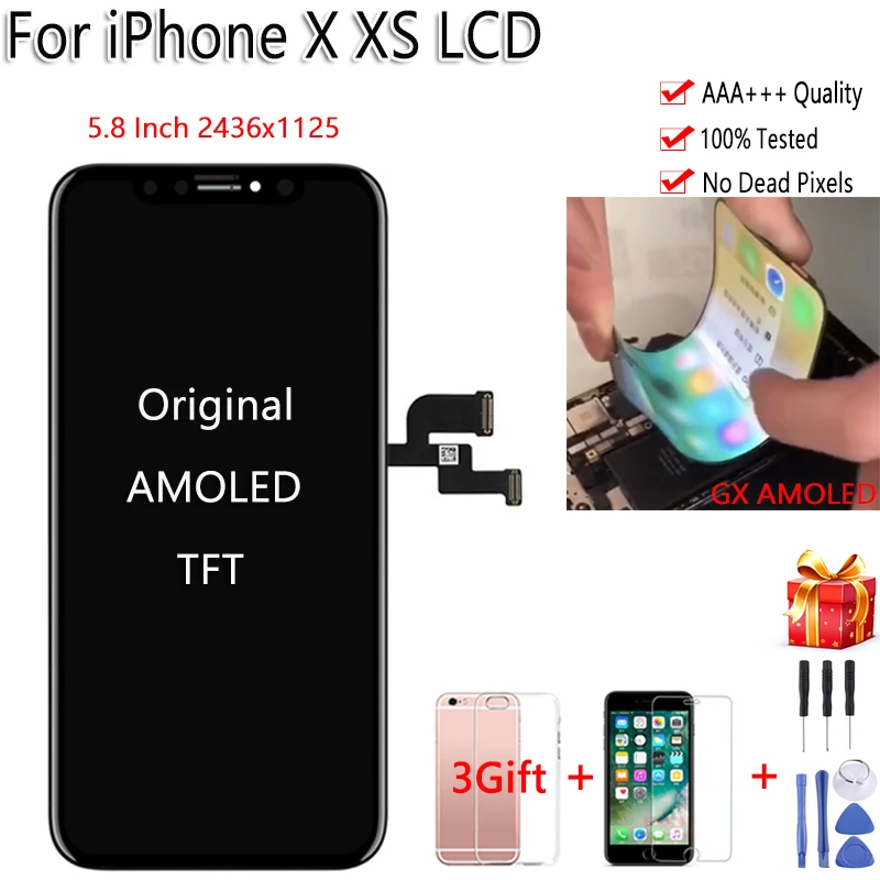 

AMOLED For iPhone X XS LCD Display Original Tianma TFT GX Touch Screen Digitizer Assembly Replacement Black For iPhone X ZY LCD
