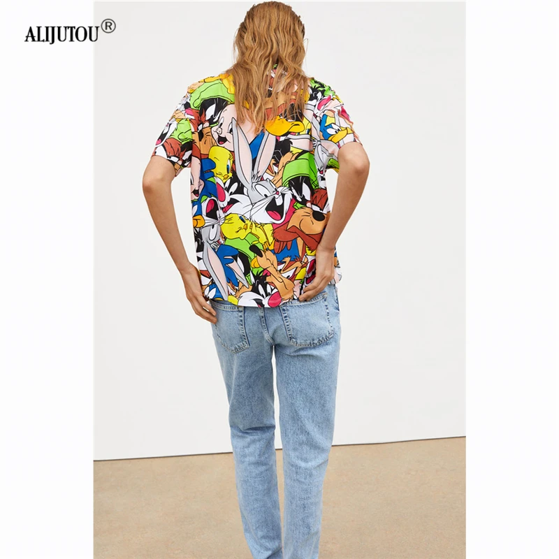 Zaraing Bugs Bunny Cartoon Short sleeve classic Tshirt For Women 2019 summer Cute Casual Female Print Tees O Neck T-shirts tops