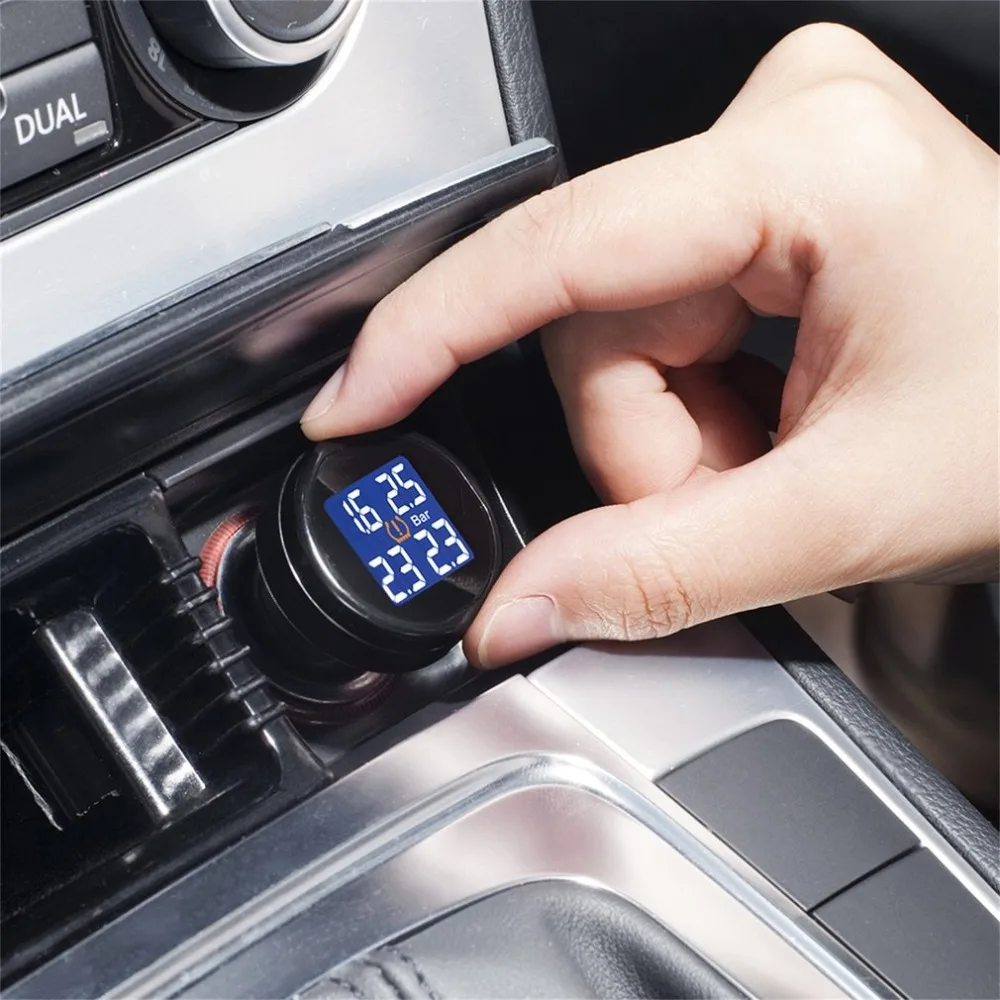 

TP-74P Professional Tire Pressure Monitor System 4 sensors LCD Display Cigarette Plug Charger Tire Pressure Monitor